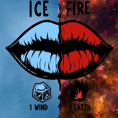 realistic lip split in fourth . 1 fourth ice 1 fire 1wind 1 earth