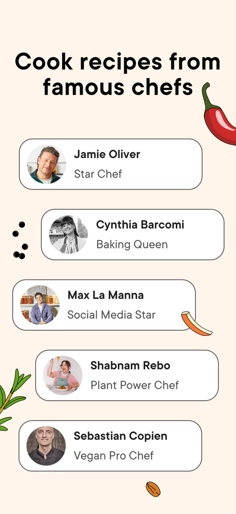 Kitchen Stories Easy Recipes - A list of recipes from professional chefs including Jamie Oliver and Cynthia Barcomi on the Kitchen Stories app