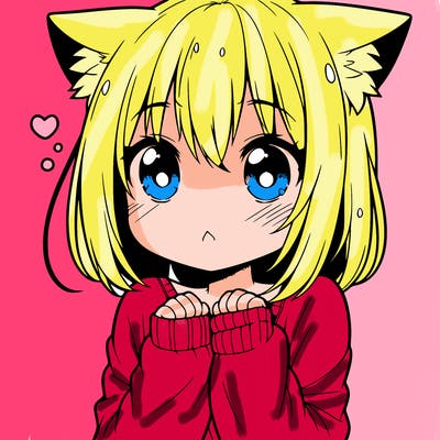 shy anime catgirl