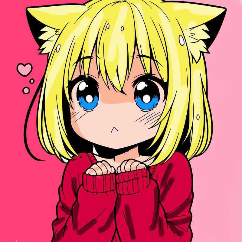shy anime catgirl