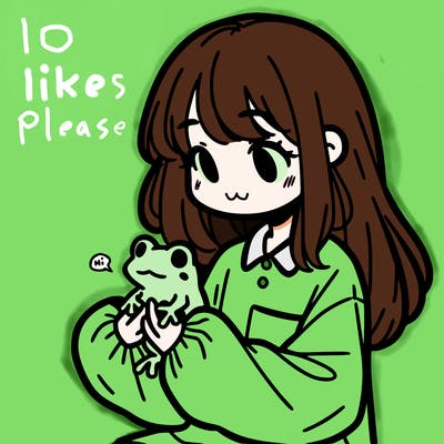 girl with long hair and a oversized shirt. and she is holding a frog