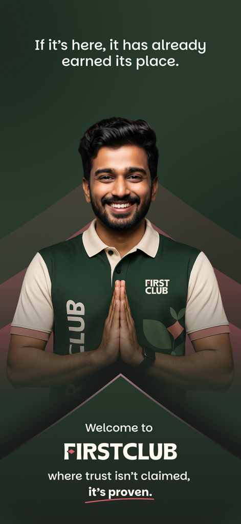 FirstClub: Quality in minutes - 존중하는 제스처로 FirstClub 식료품 배달 앱에 사용자를 환영하는 브랜드 담당자