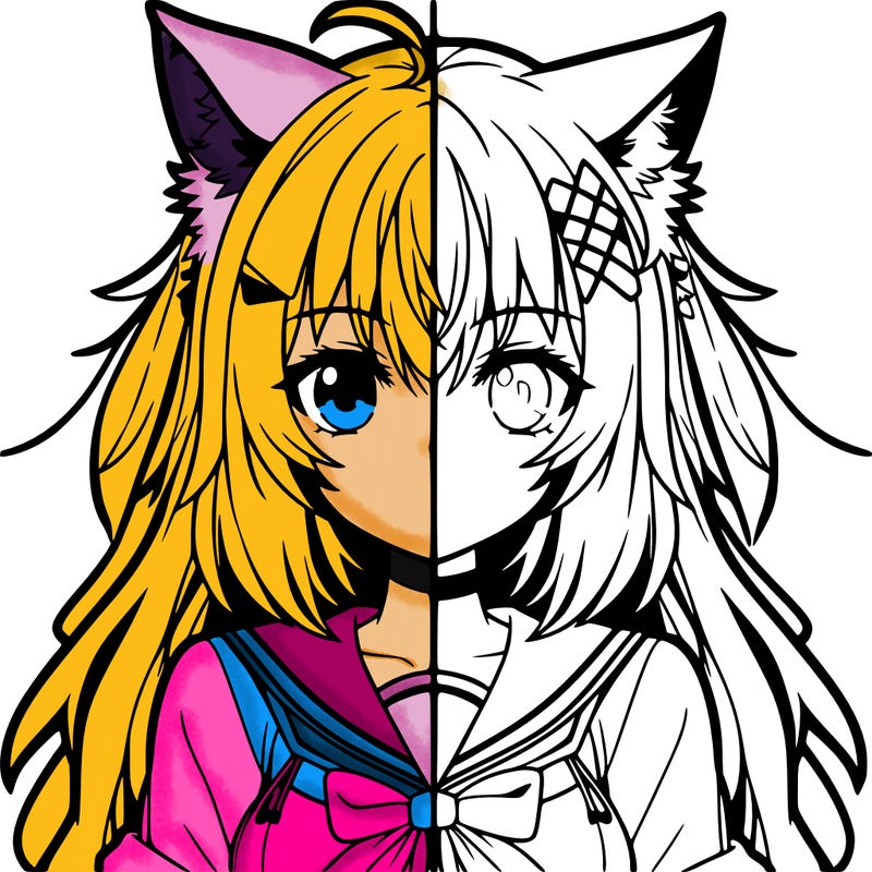 anime girl with wolf ears split