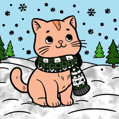 cat in the snow