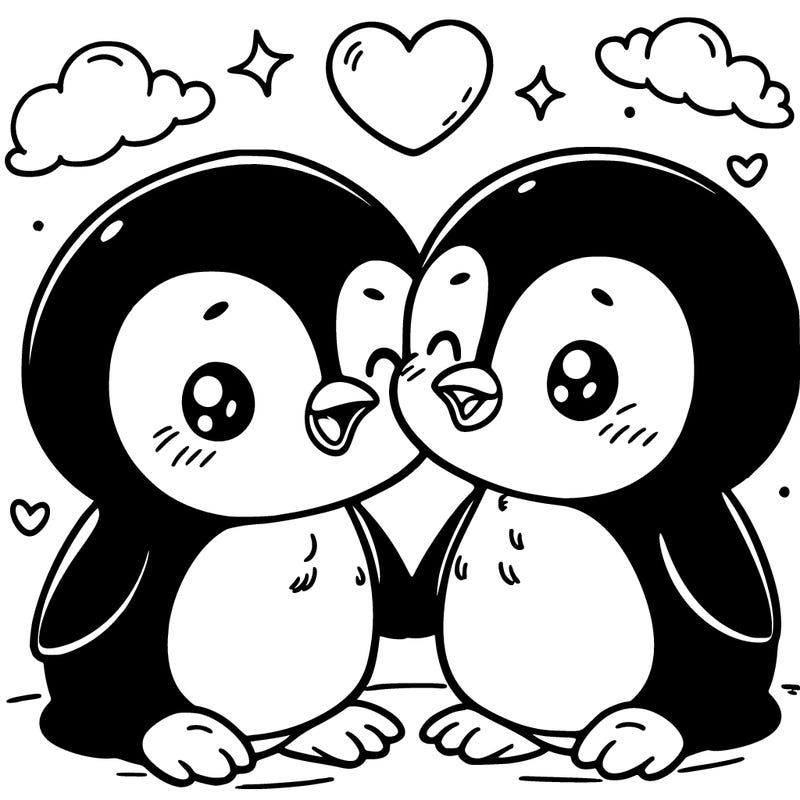 cute penguins in love