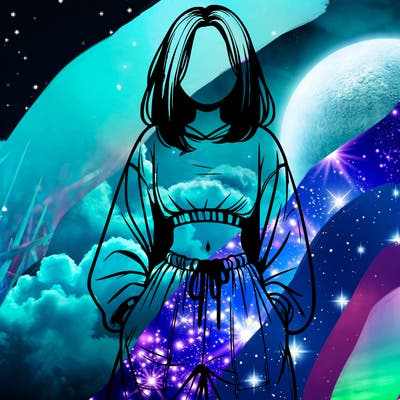 realistic girl faceless with baggy pants and a crop top