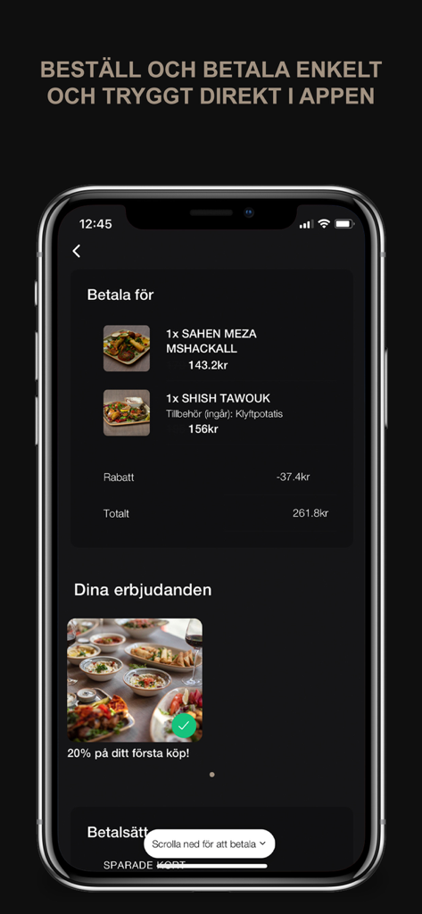 Ummy - Mobile app screen showing a restaurant order summary with items and a discount coupon