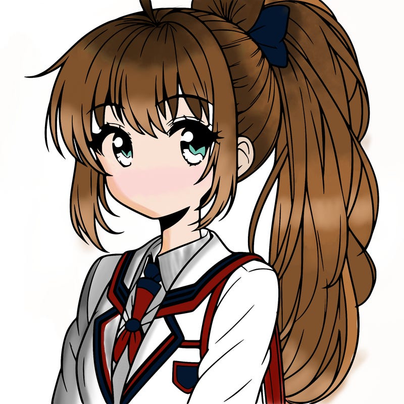 anime girl with high ponytail in a school uniform