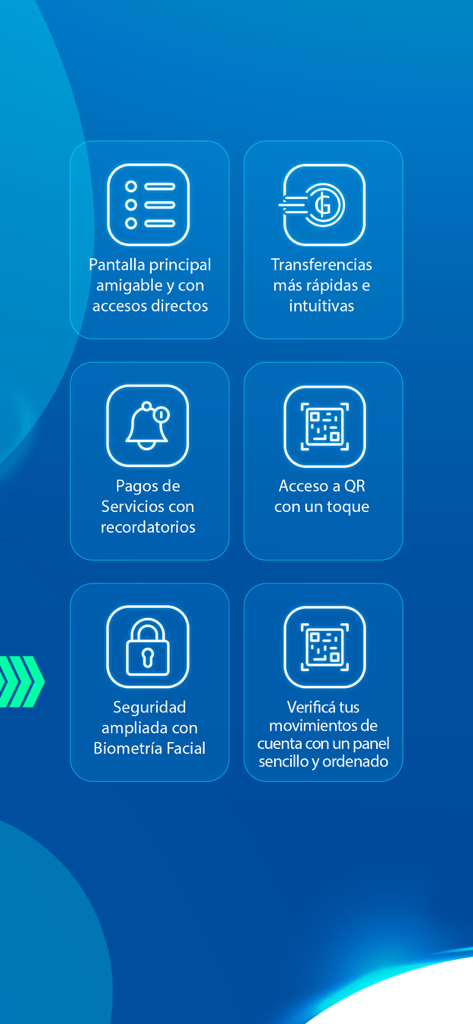 Coomecipar - Funciones clave de la aplicación Coomecipar, incluyendo biometría facial, transferencias y pagos de servicios.