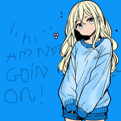 manga teen girl  in a sweater and baggy pants