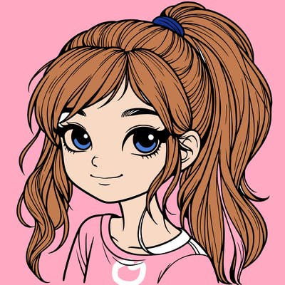 realistic girl with ponytail