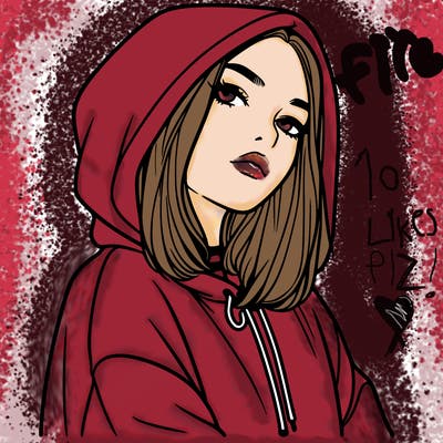 a realistic girl in a hoodie