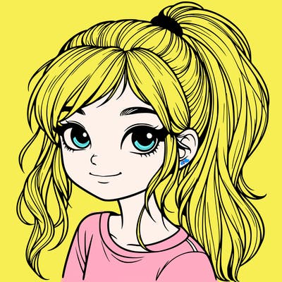 realistic girl with ponytail