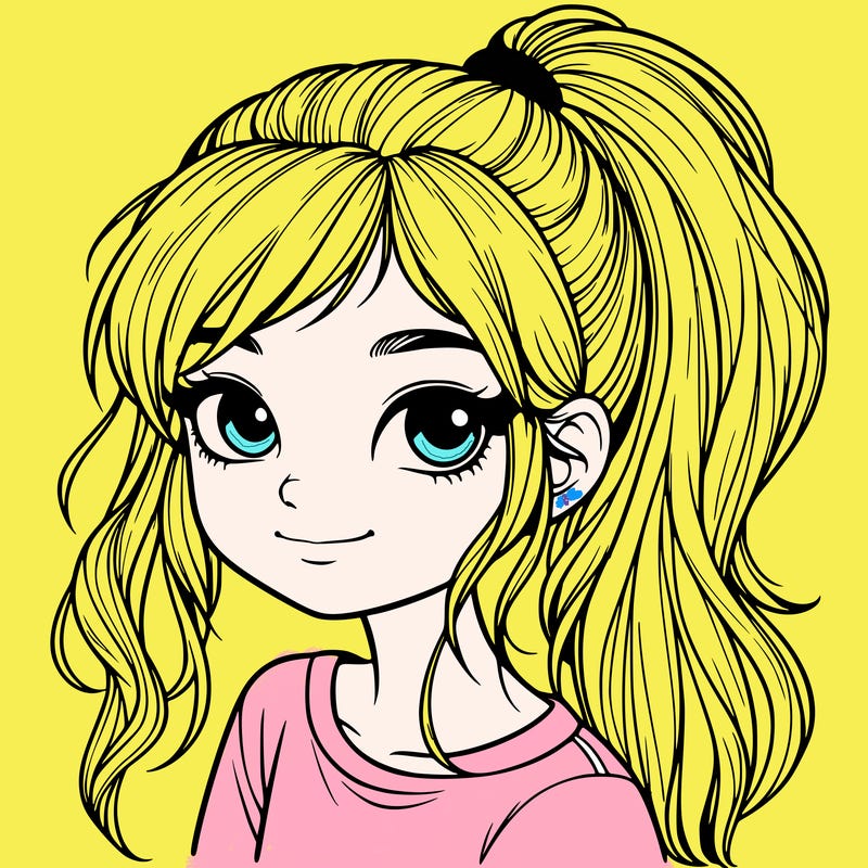 realistic girl with ponytail