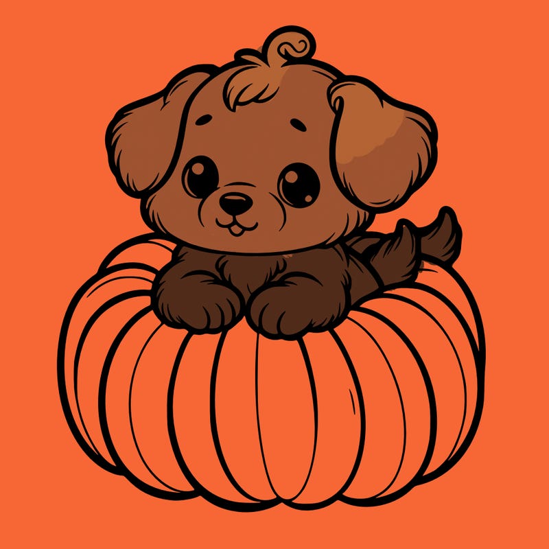 cute little puppy in a pumpkin