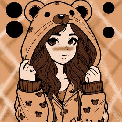 realistic girl in a animal pjs hoodie