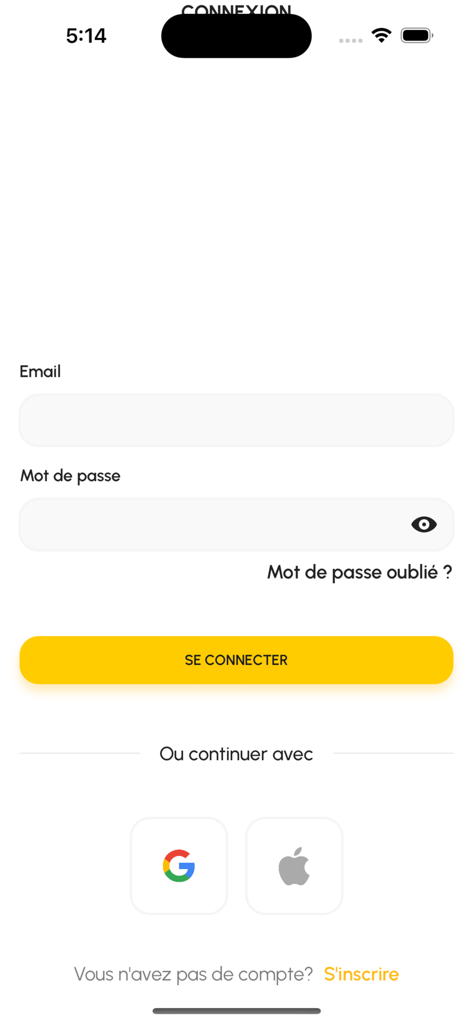 E-Wassalni - E-Wassalniタクシー予約アプリのログインインターフェース、ソーシャルサインインオプション付き