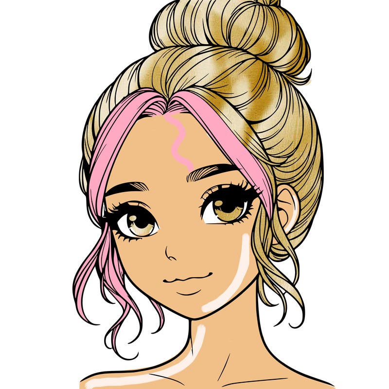 realistic pretty girl with hair in bun
