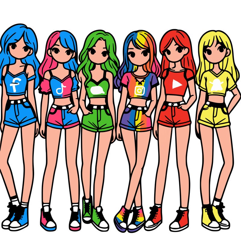 a group of girls wearing crop tops and shorts