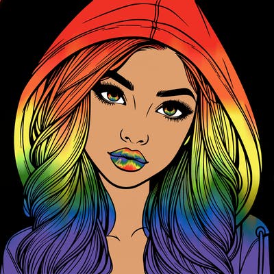 realistic beautiful girl with a hood on