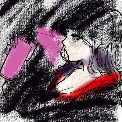 a realistic girl spray, painting