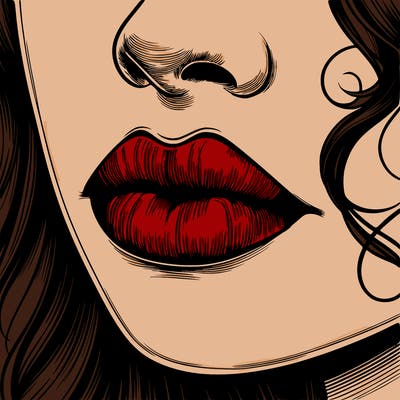 beautiful realistic girl lips and nose