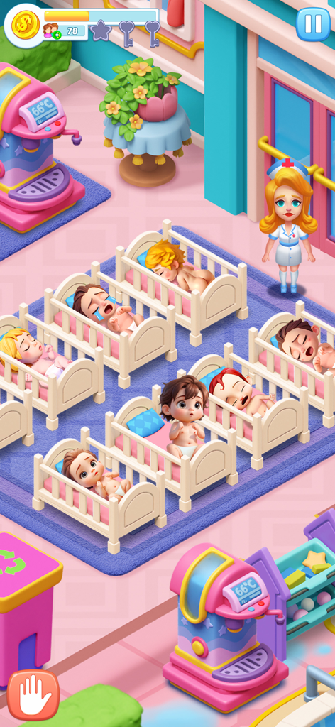 Happy Hospital ASMRの病院の保育室で、数人の赤ちゃんのお世話をする看護師