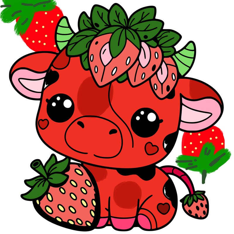 cute strawberry cow