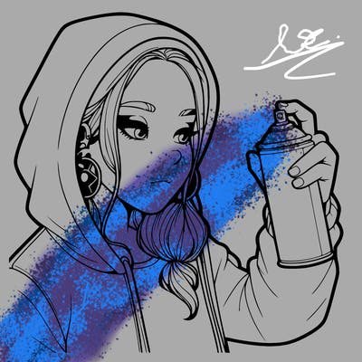 a realistic girl, spray painting