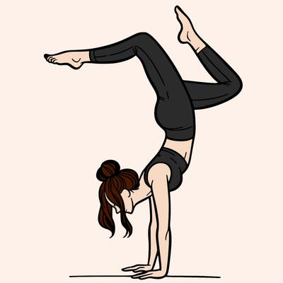 a woman doing a handstand