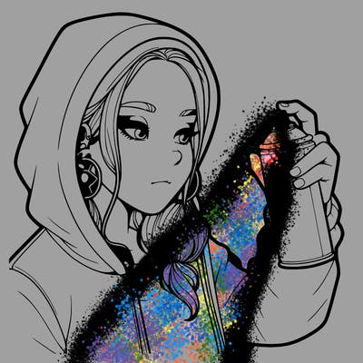 a realistic girl, spray painting