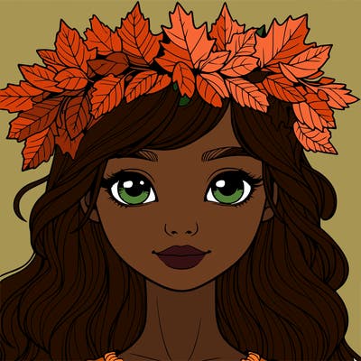 realistic girl with fall leaf crown