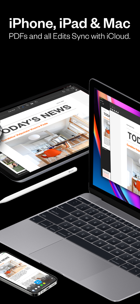 PDF Office Pro, Acrobat Expert - PDF Office Pro App synchronisiert auf iPhone, iPad und MacBook