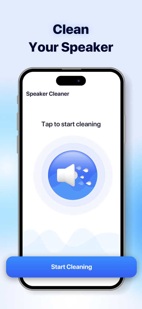 Deep Cleaner: Clean Your Phone - Interface de la fonction Nettoyage des haut-parleurs dans l'application Deep Cleaner montrant un bouton Démarrer le nettoyage.