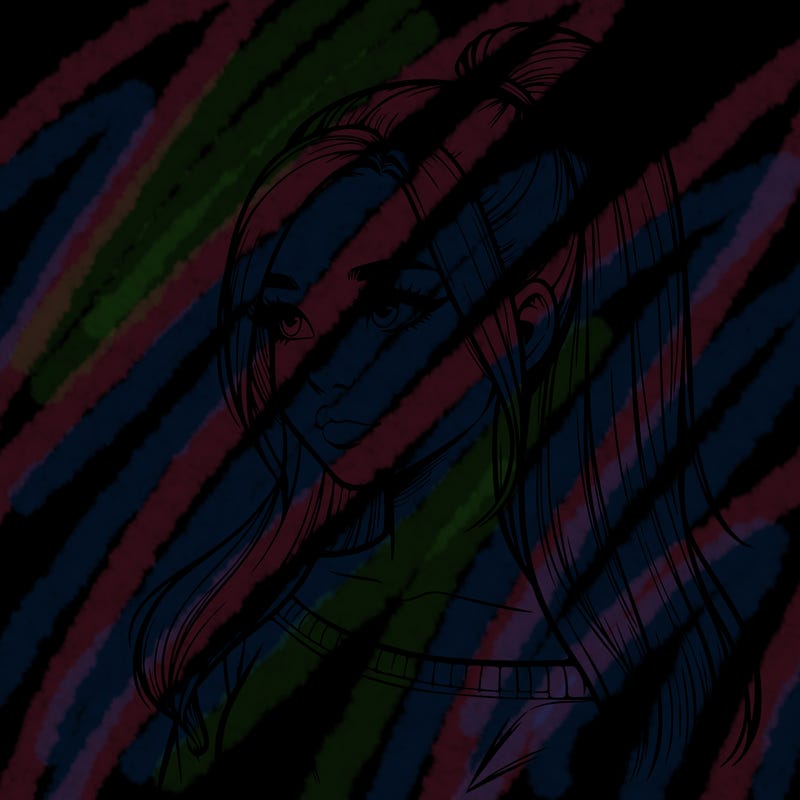 realistic girl with a high ponytail