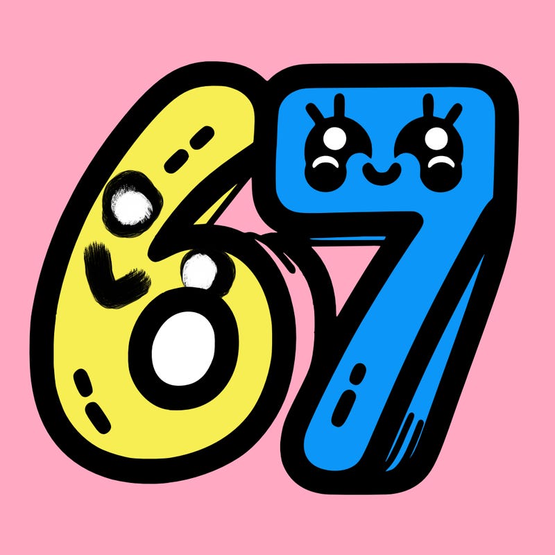 the numbers 67