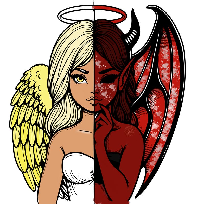 realistic angel half demon