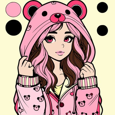 realistic girl in a animal pjs hoodie
