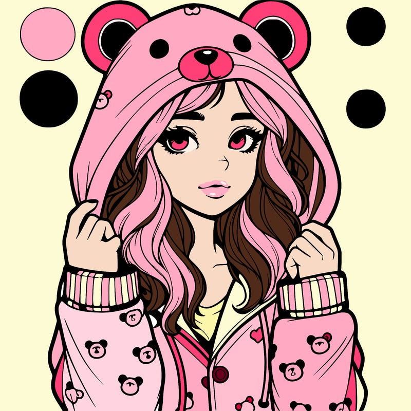 realistic girl in a animal pjs hoodie