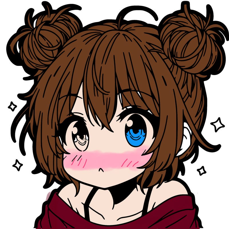 a manga girl with messy small buns