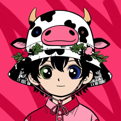 girl  with  cow bucket hat  manga