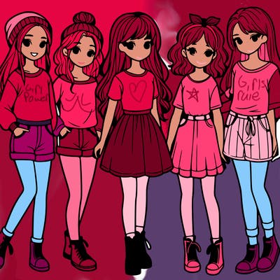 a group of five girls