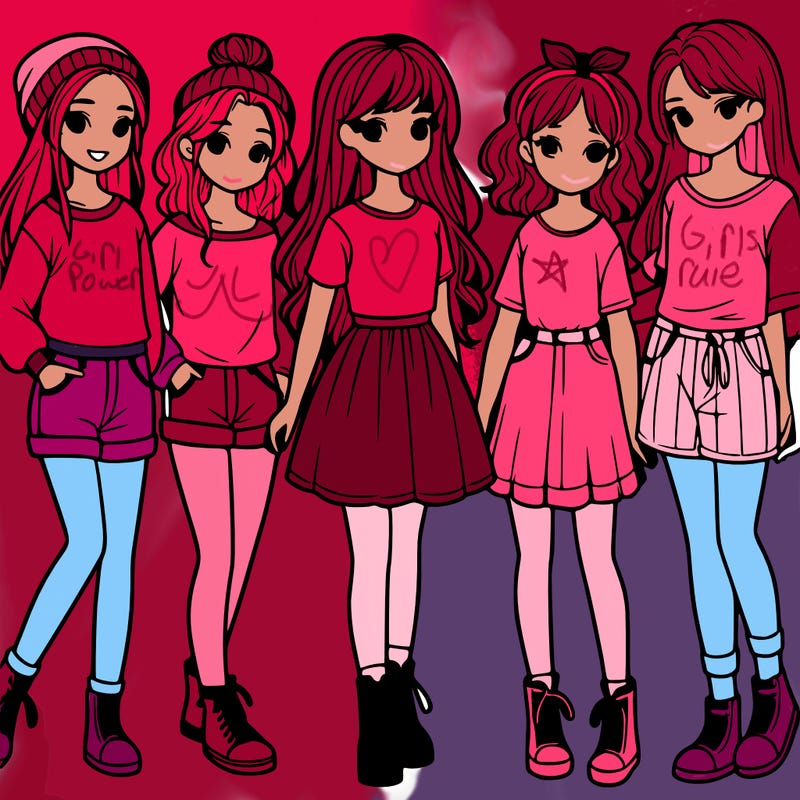 a group of five girls