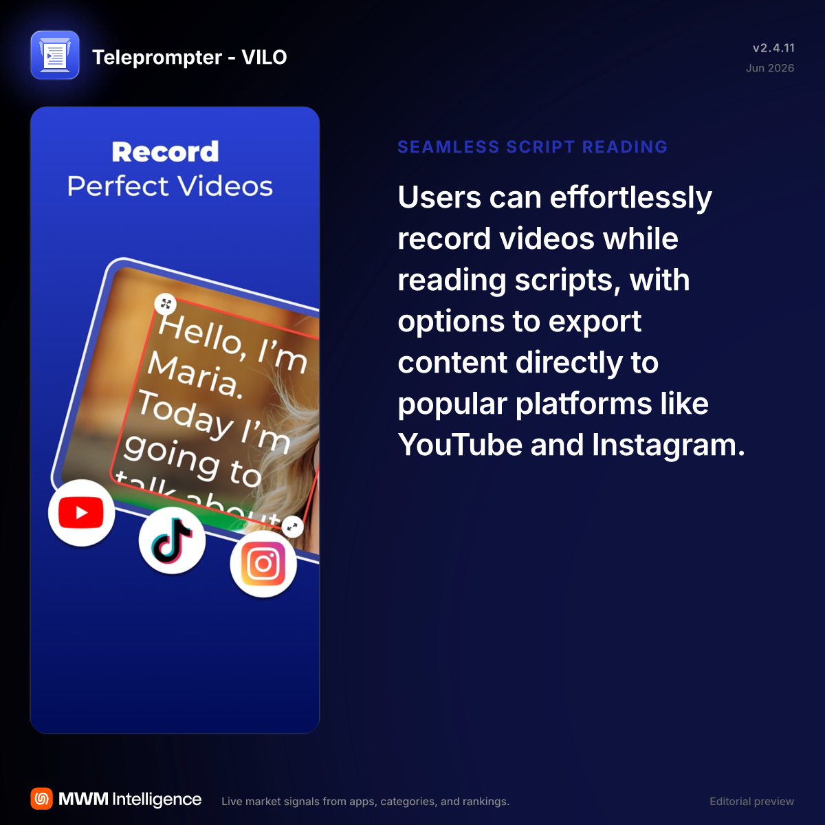 Teleprompter - VILO - Productivity App | MWM