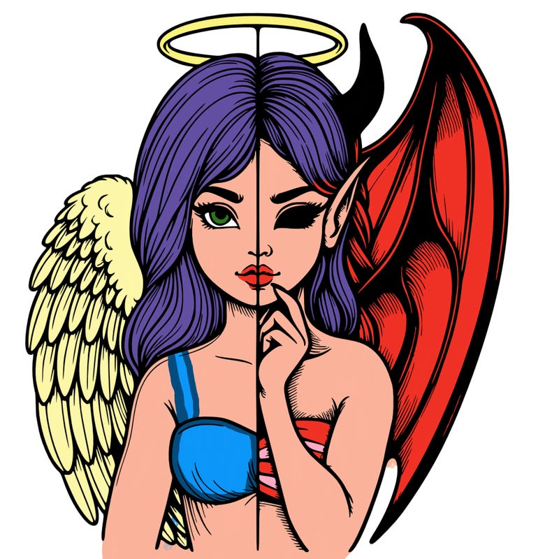 realistic angel half demon