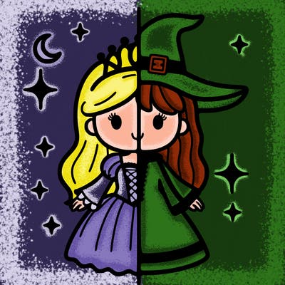 split princess and witch