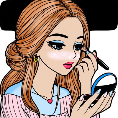 realistic girl doing makeup