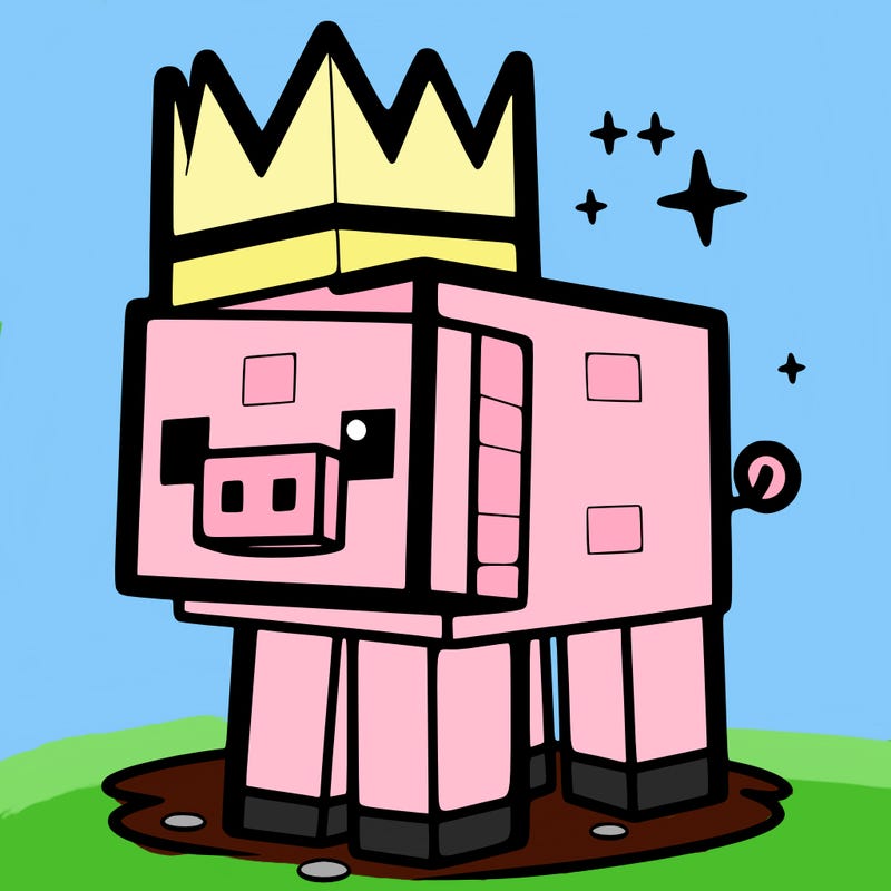 minecraft pig with crown