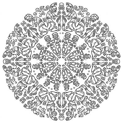 Unleash your creativity with this unique Crawler Zombie Mandala coloring page. Featuring an intricate, symmetrical design of undead creatures, it offers a thrilling and meditative coloring challenge.