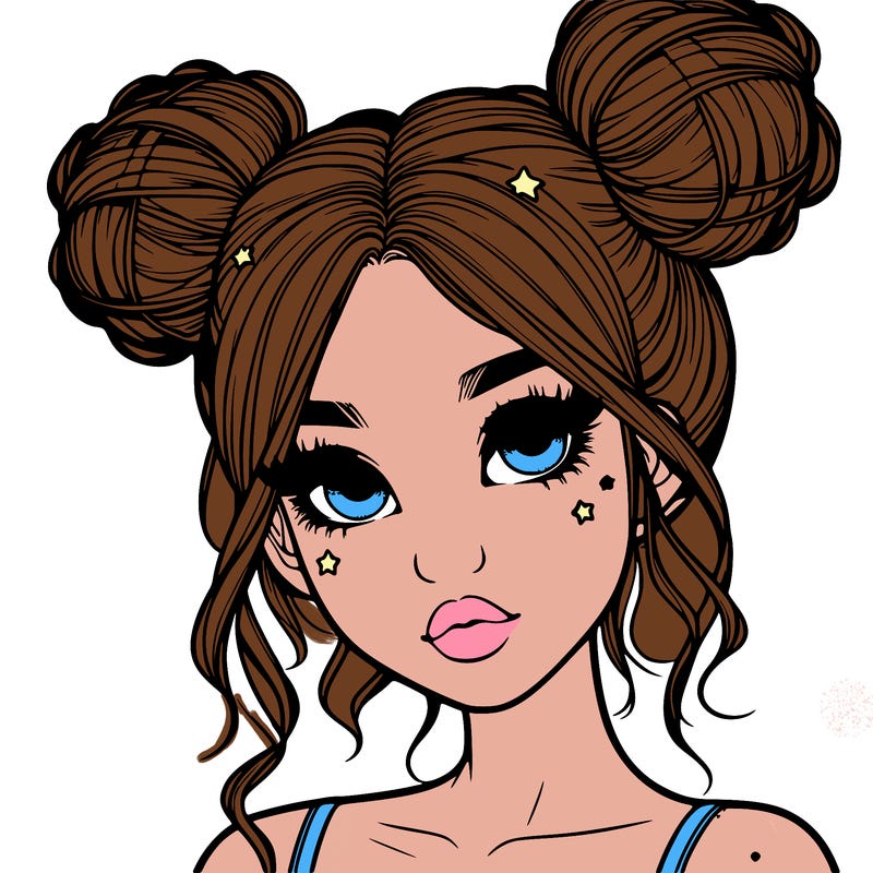 realistic girl with space buns
